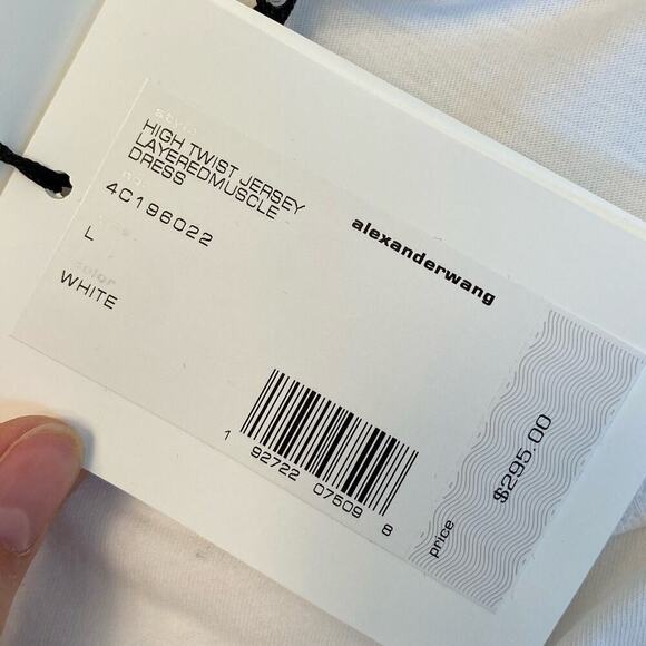 NWT Alexander Wang High Twist Jersey Layered Muscle Mini Dress Womens sz L White - Picture 3 of 15